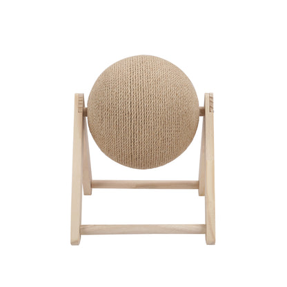 Wooden Cat Scratching Ball – Natural Sisal 360° Spinner Toy for Kittens & Cats