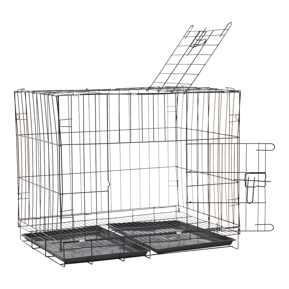Foldable Wire Pet Crate with Dual Doors and Removable Tray – Secure & Easy-Clean Kennel for Small Pets