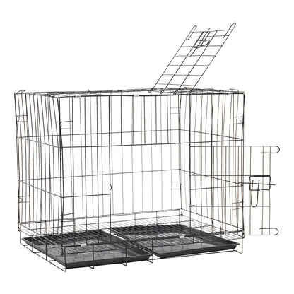 Foldable Wire Pet Crate with Dual Doors and Removable Tray – Secure & Easy-Clean Kennel for Small Pets