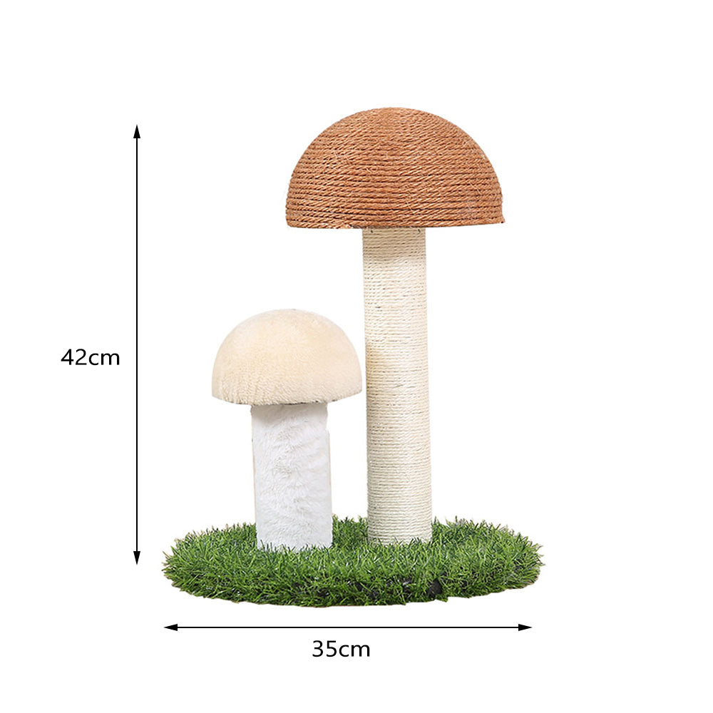 Mushroom-Shaped Cat Scratching Post – Natural Sisal with Playful Grass Base for Kittens & Cats