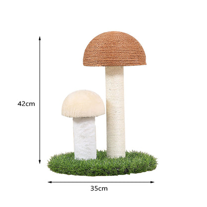 Mushroom-Shaped Cat Scratching Post – Natural Sisal with Playful Grass Base for Kittens & Cats
