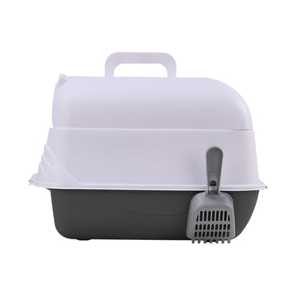 Detachable Cat Litter Box with Deodorising Compartment – Grey & White, Easy-to-Clean Design
