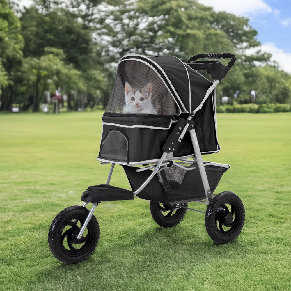 Foldable Pet Stroller for Cats and Dogs – Stylish & Secure Travel Solution for Pets