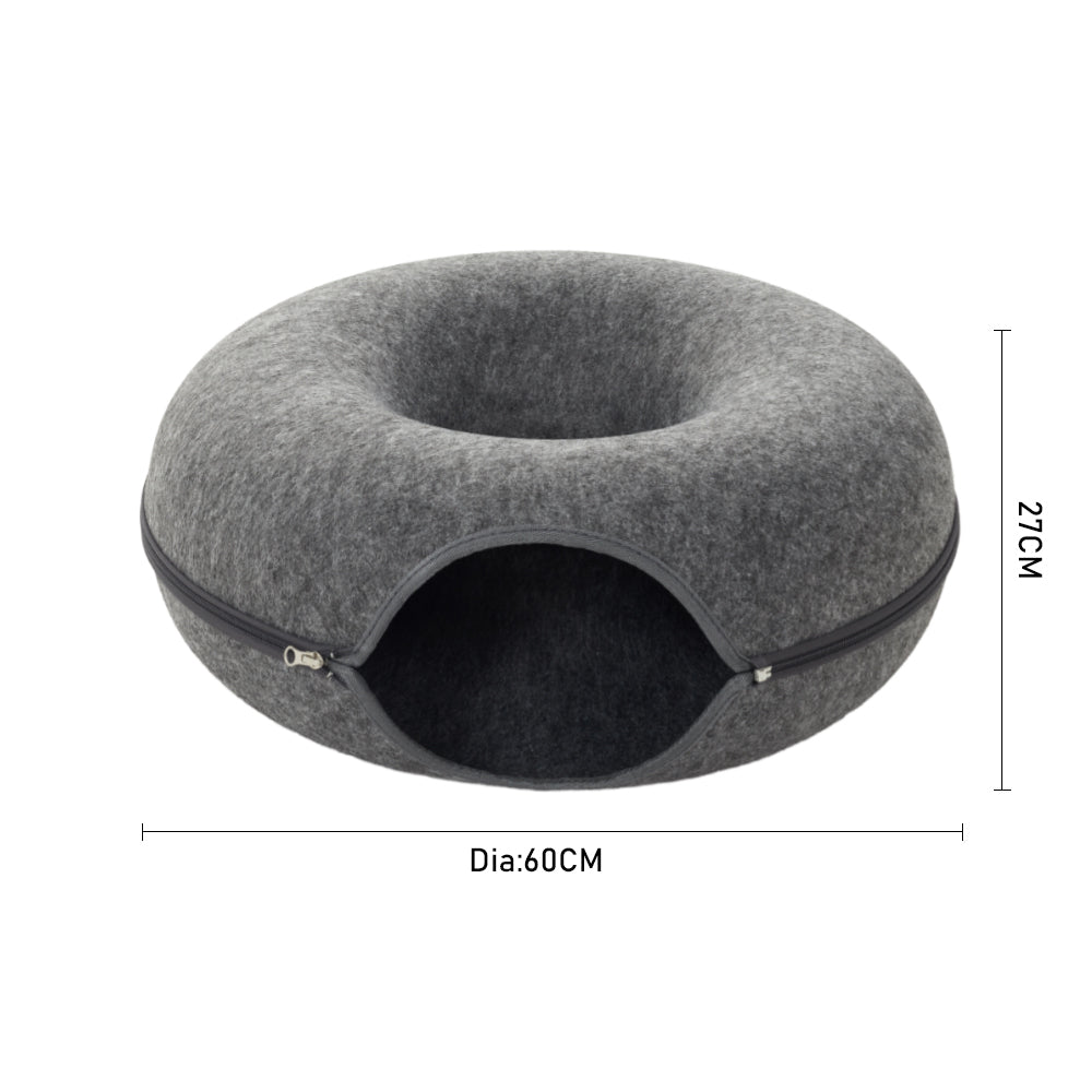 3-in-1 Felt Cat Tunnel Bed – Cozy Play Tunnel & Resting Space for Cats