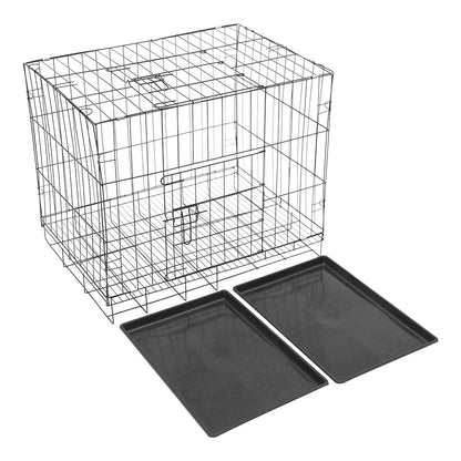 Foldable Wire Pet Crate with Dual Doors and Removable Tray – Secure & Easy-Clean Kennel for Small Pets