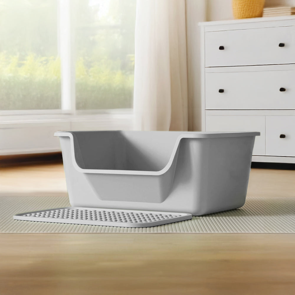 Large Anti-Splash Cat Litter Box with Mat and Scoop – Easy Access & Mess-Free Design