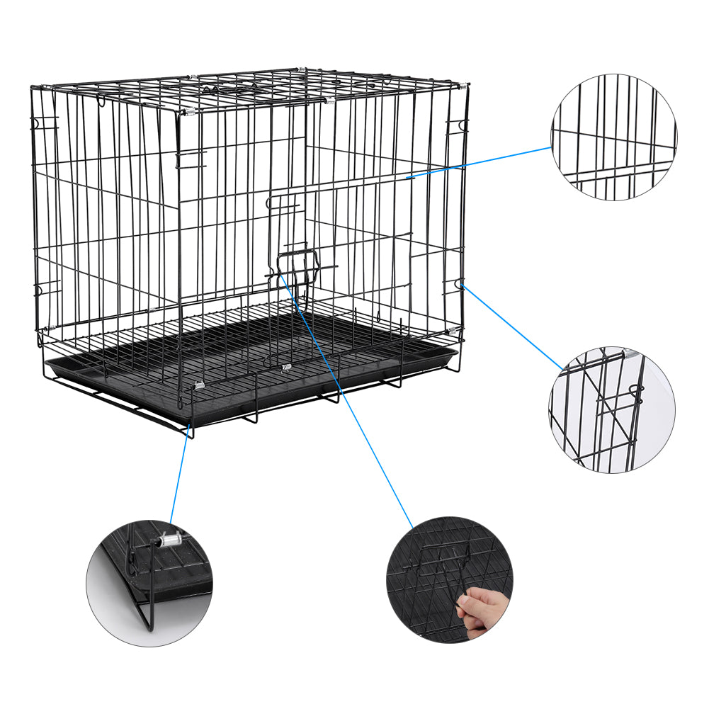Foldable Wire Pet Crate with Dual Doors and Removable Tray – Secure & Easy-Clean Kennel for Small Pets