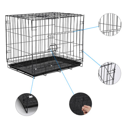 Foldable Wire Pet Crate with Dual Doors and Removable Tray – Secure & Easy-Clean Kennel for Small Pets