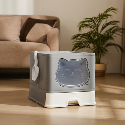 Hooded Cat Litter Box with Odour Control and Top Entry Design