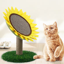 Sunflower Cat Scratching Post – Sisal Clawing Tower with Faux Grass Base