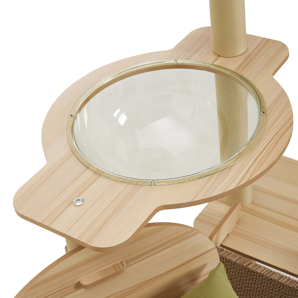 Luxurious 6-Tier Cat Tower with Scratching Board, Rotatable Hammock & Acrylic Capsule – Space-saving Multifunctional Playground