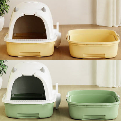 Fully Enclosed Cat Litter Box with Pull-Out Drawer and Deodorizer – Space-Saving, Odour-Reducing Design