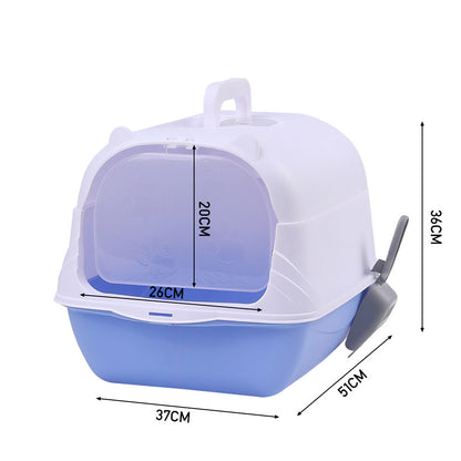 Detachable Cat Litter Box with Deodorising Compartment – Grey & White, Easy-to-Clean Design