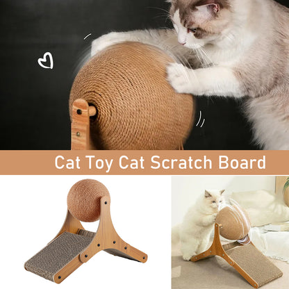 Cat Scratching Board with Interactive Sisal Ball – Durable Freestanding Cat Toy for Healthy Claws and Playtime Fun