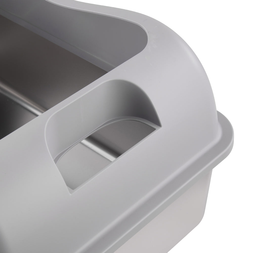 Large Stainless Steel Cat Litter Box with Removable Filter Board and Anti-Slip Base