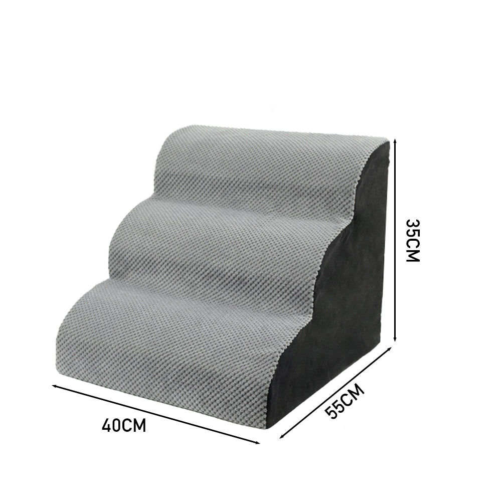 Soft Pet Stairs with Non-Slip Base – 2/3/4-Step Foam Ramp with Removable Washable Cover